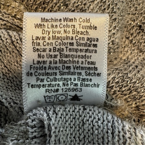 Beyond Yoga Feel the Breeze Heather Gray Sparkle Open Back Sweater Sz M - Picture 9 of 12